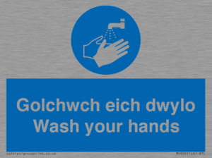 golchwch eich dwylo / wash your hands - safety sign